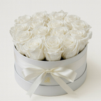 Flowerbox Amore Alba – met gestabiliseerde witte rozen – productfoto
