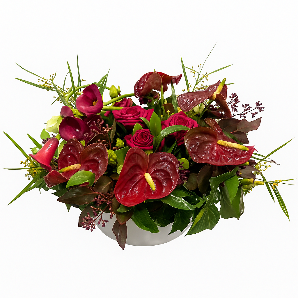 Bloemstuk "Bordeaux Elegance"