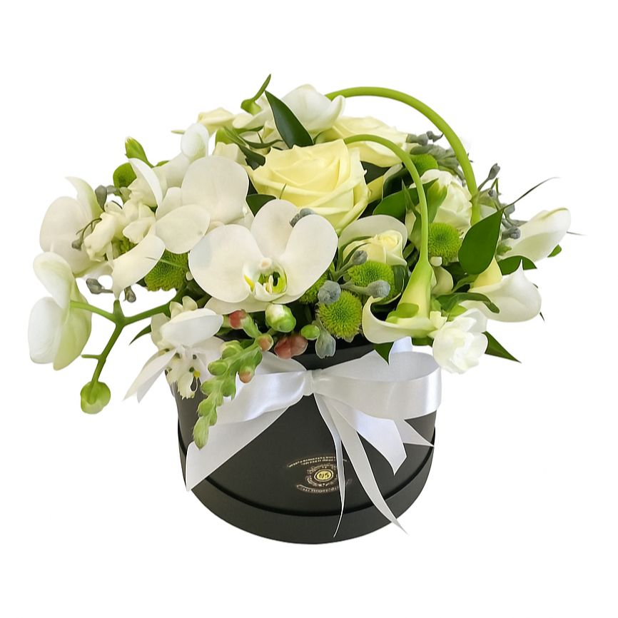 Flowerbox met verse wit snijbloemen