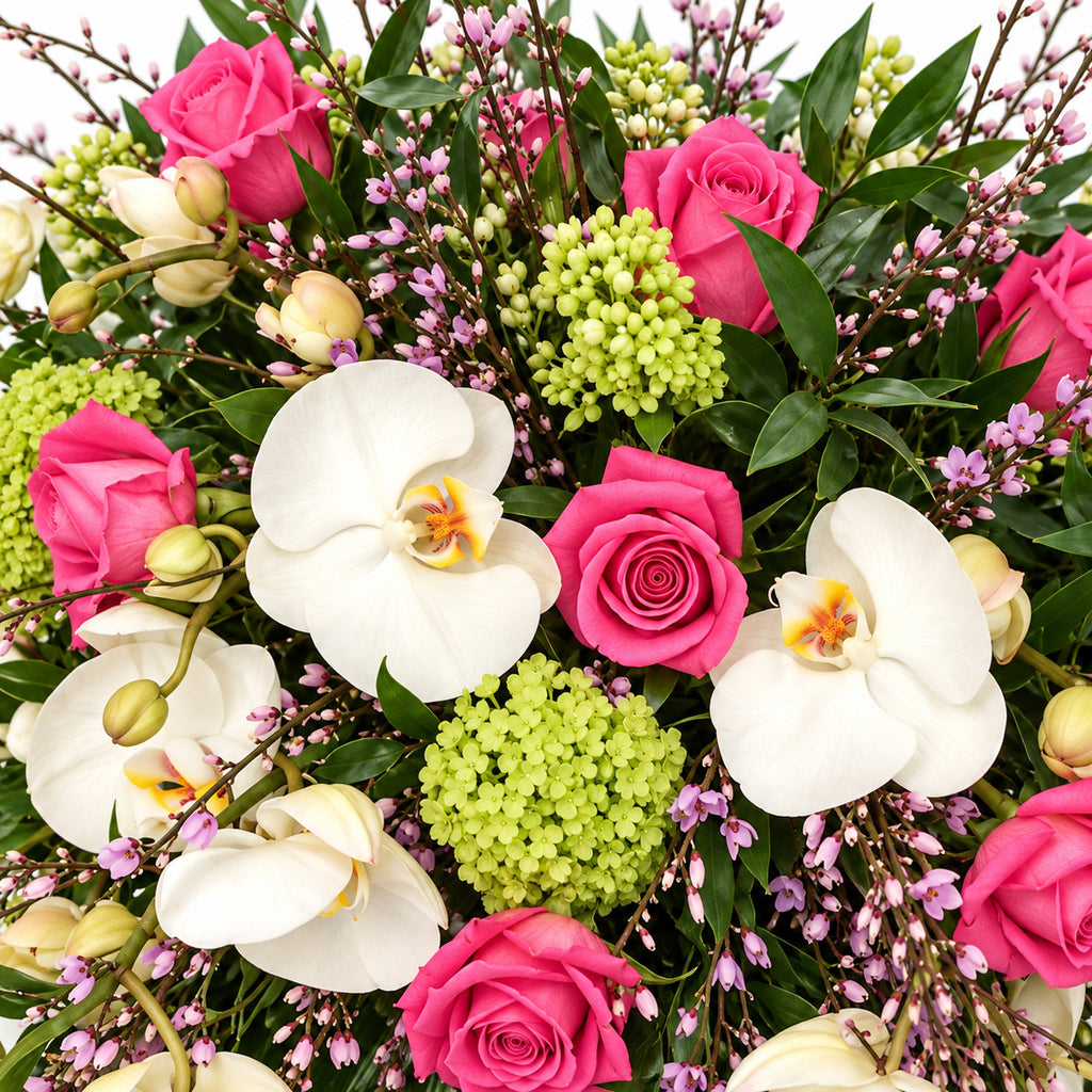 Bloeiende Geborgenheid — wit-roze — detail