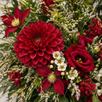 Urnbloemstuk Bloeiende Weide — rood-detail — kleurvisualisatie