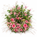 Urnbloemstuk Bloeiende Weide — roze-main — kleurvisualisatie
