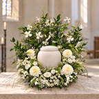 Urnbloemstuk Bloeiende Weide — wit-kerk — kleurvisualisatie