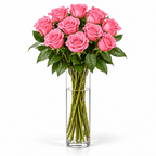 Bos verse roze rozen - 10 rozen, steellengte 70 cm