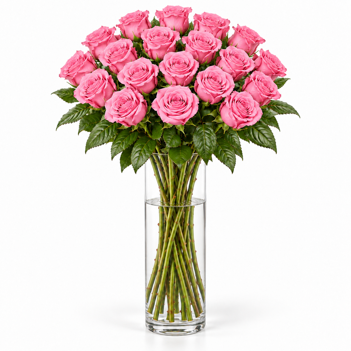 Bos verse roze rozen - 20 rozen, steellengte 70 cm