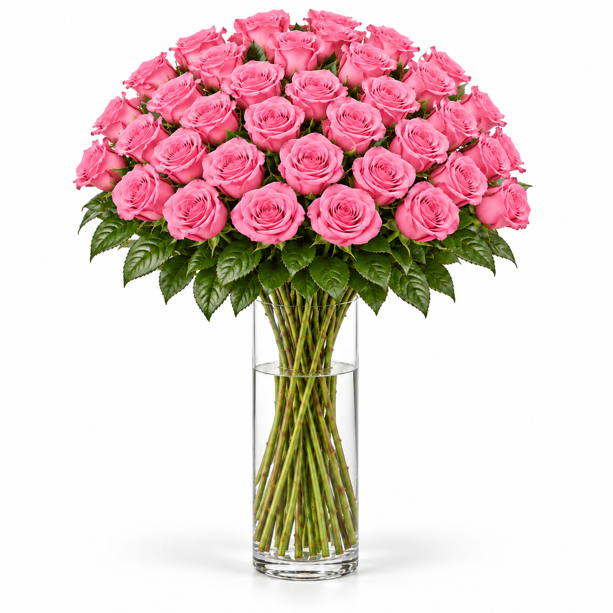 Bos verse roze rozen - 40 rozen, steellengte 70 cm
