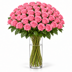Bos verse roze rozen - 50 rozen, steellengte 70 cm