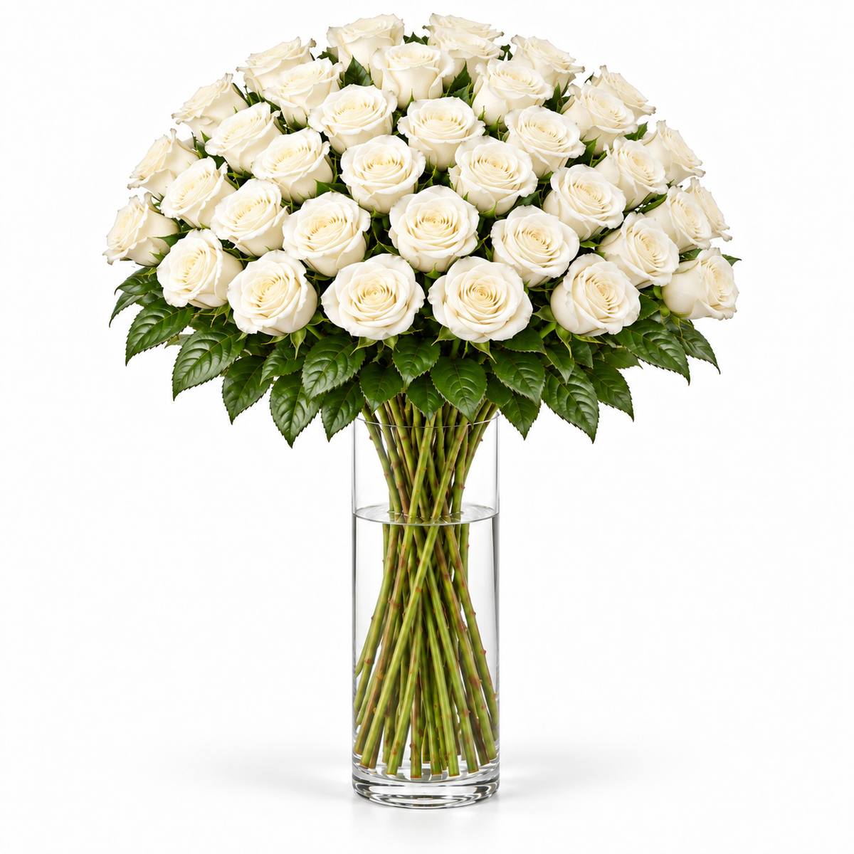 Bos verse witte rozen - 40 rozen, steellengte 70 cm