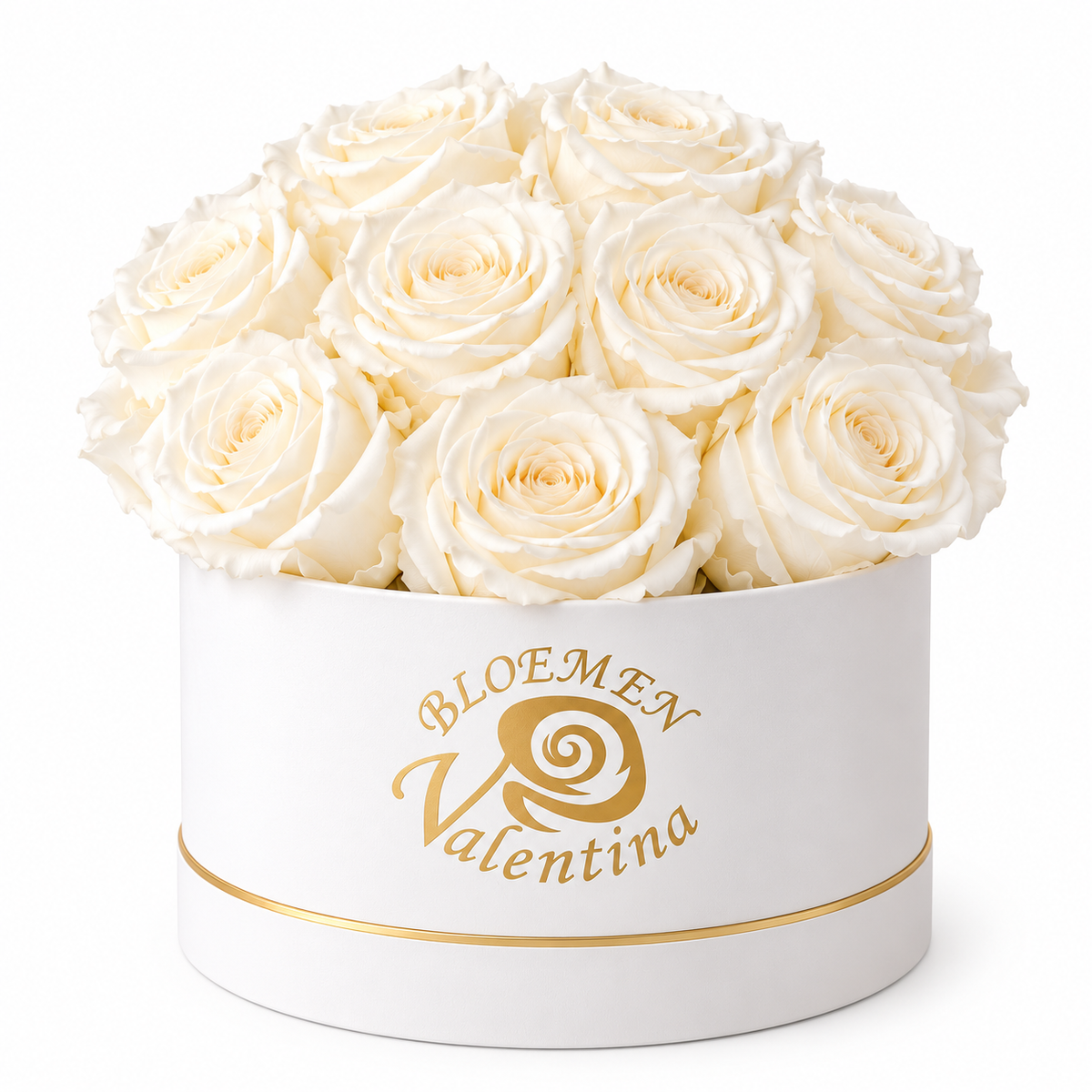 Flowerbox Amore Alba – met gestabiliseerde witte rozen – vooraanzicht