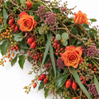 Herfstgroet kistbekleding oranje — detail