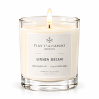Linnen Dream geurkaars 180 g van Plantes & Parfums op witte achtergrond