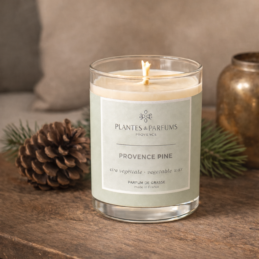 Provence Pine geurkaars 180 g van Plantes & Parfums in interieur