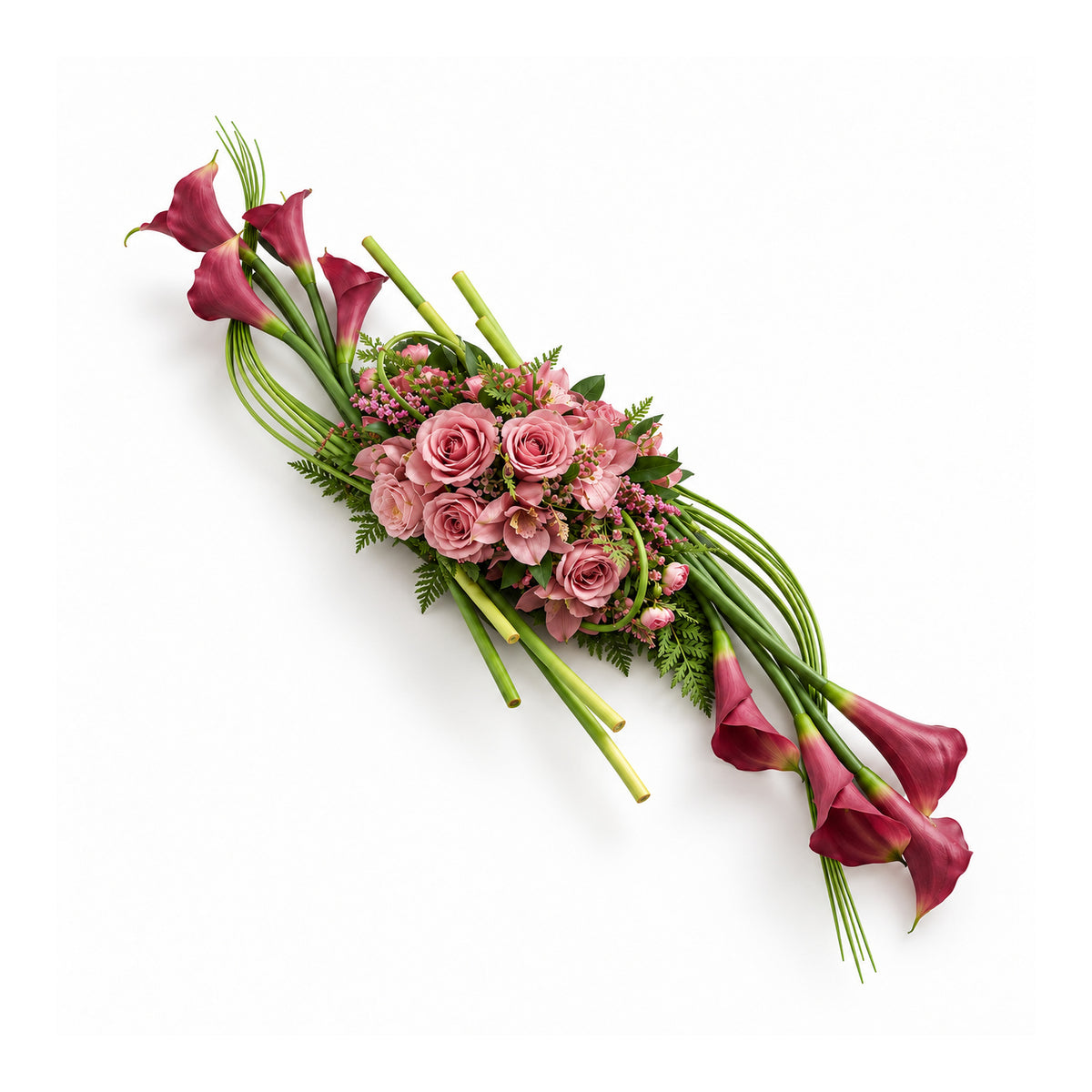 Sierlijke Verbondenheid – roze, volledige compositie op witte achtergrond